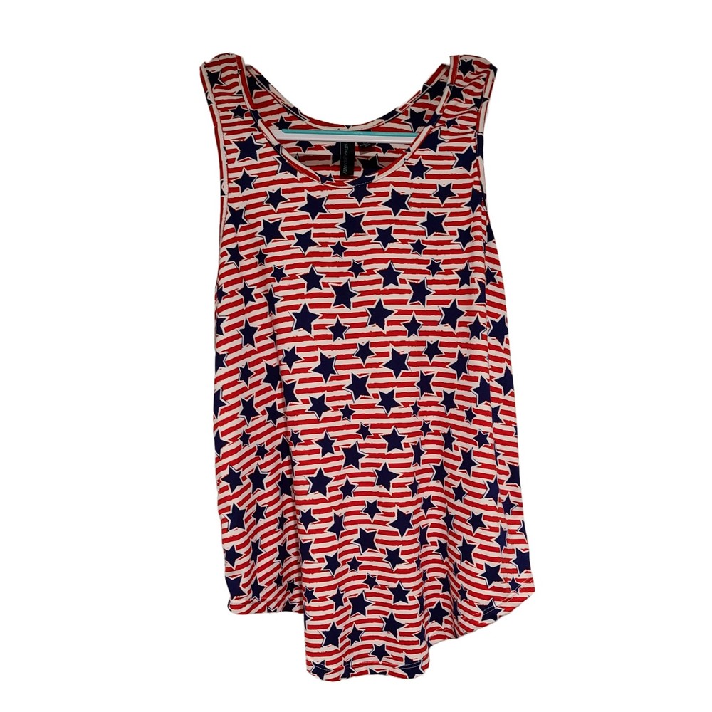 Cynthia Rowley Womens Pajama Tank-Top USA Red White Blue Stars Stripes Size S